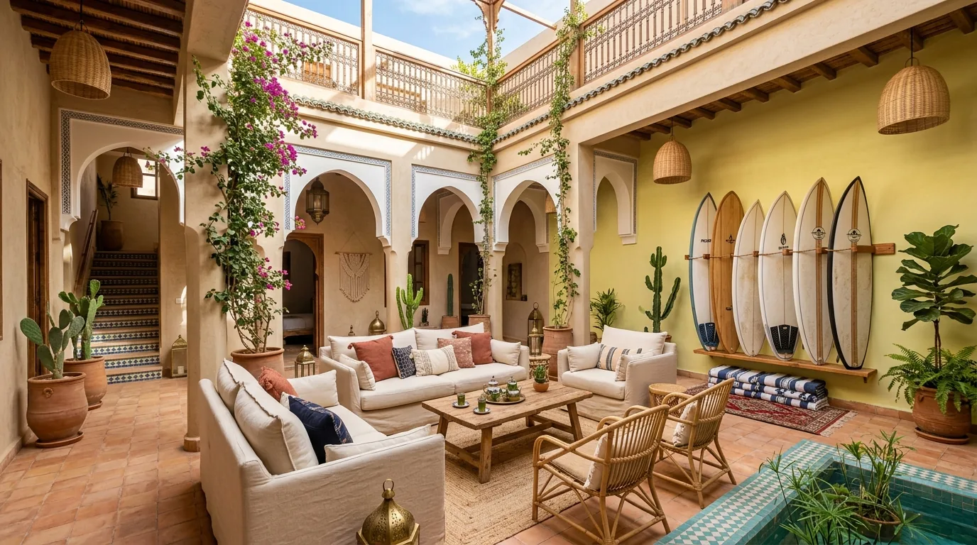 Wellen Maroc Surf Riad Courtyard and Ocean Terrace